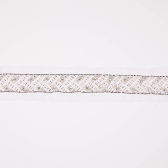 1.5 White/Silver Fancy Beaded Trim