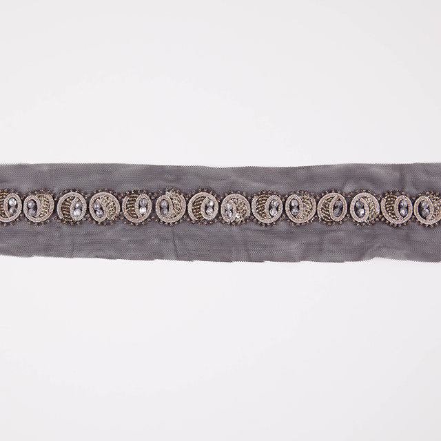 1 Black/Silver Fancy Beaded Trim