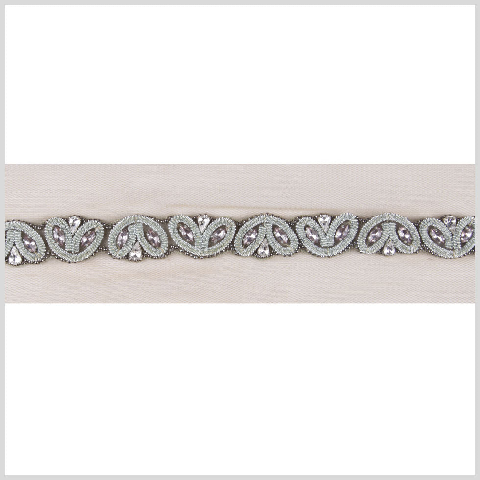 3/4 Beige/Silver Fancy Beaded Trim