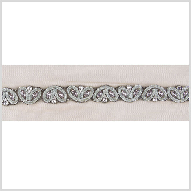 3/4 Beige/Silver Fancy Beaded Trim