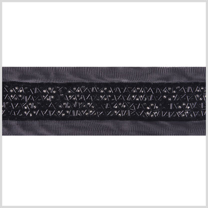 1.125" Black Fancy Beaded Trim