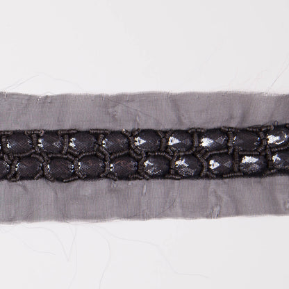 1.5 Black Silk Sequin Beaded Trim - Detail