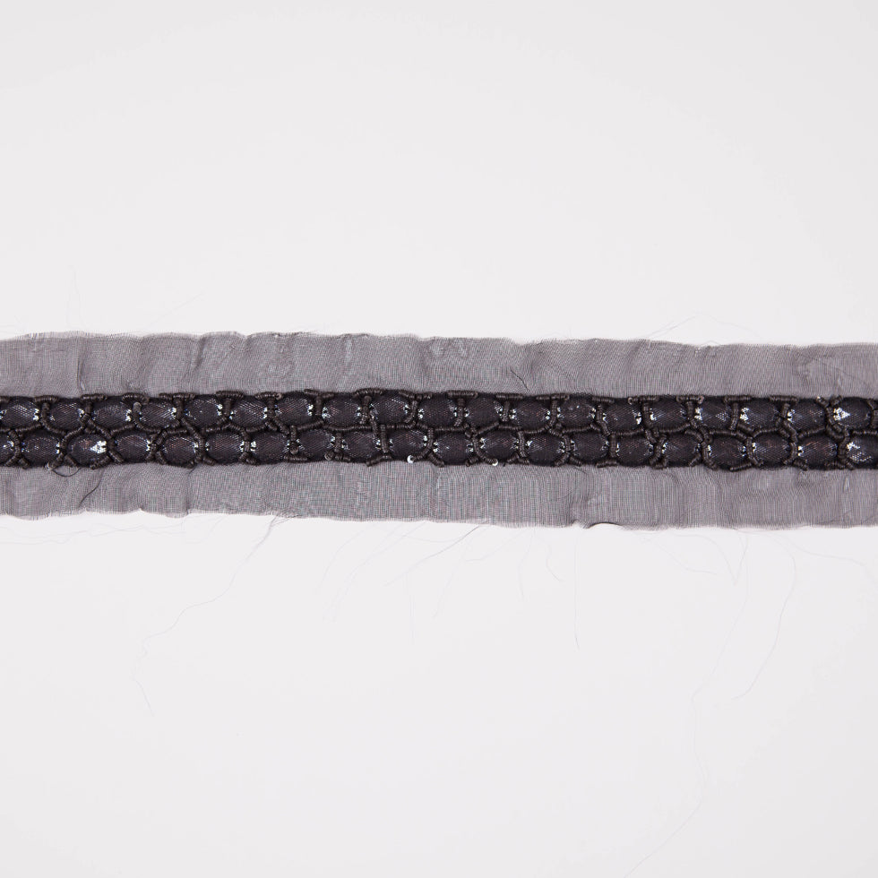 1.5 Black Silk Sequin Beaded Trim