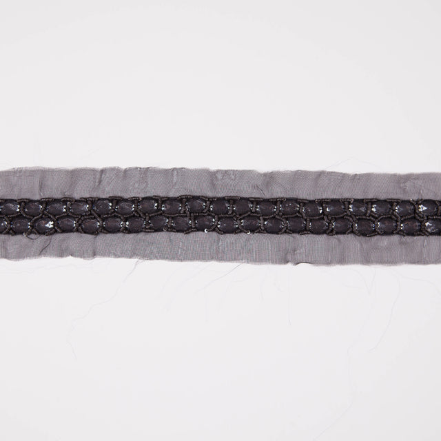 1.5 Black Silk Sequin Beaded Trim