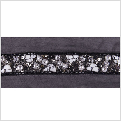 Black/White Silk Sequin Beaded Trim