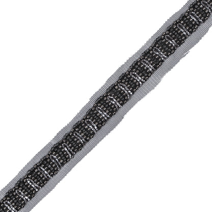 Black and Silver Fancy Beaded Trim - 0.75 - Detail