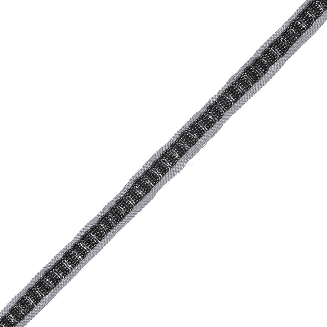 Black and Silver Fancy Beaded Trim - 0.75