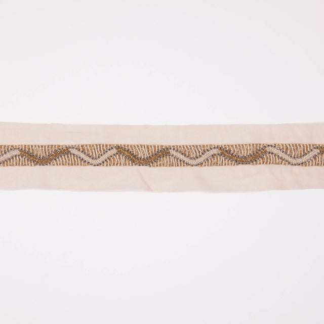 1" Beige/Gold Fancy Beaded Trim