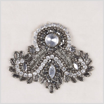 Grey/Silver Beaded Applique 3.5"