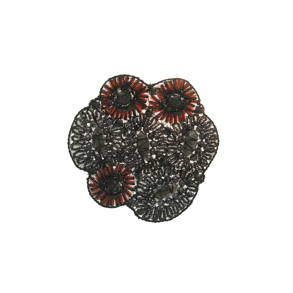 Pink and Gray Abstract Beaded Rhinestone Applique - 3 x 3 - Folded
