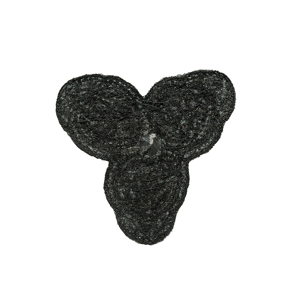 Gunmetal and Crystal Abstract Beaded Rhinestone Applique - 4.375" x 3.75" Folded