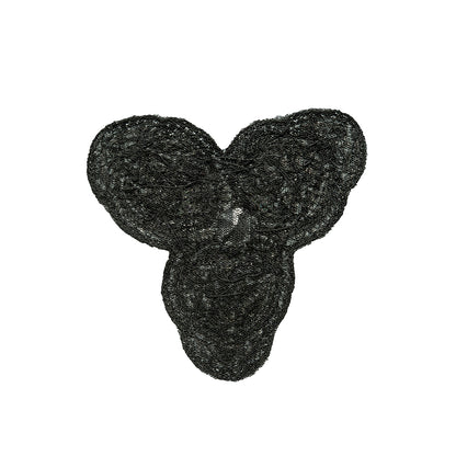 Gunmetal and Crystal Abstract Beaded Rhinestone Applique - 4.375" x 3.75" Folded