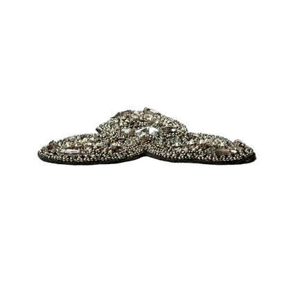 Gunmetal and Crystal Abstract Beaded Rhinestone Applique - 4.375" x 3.75" Detail