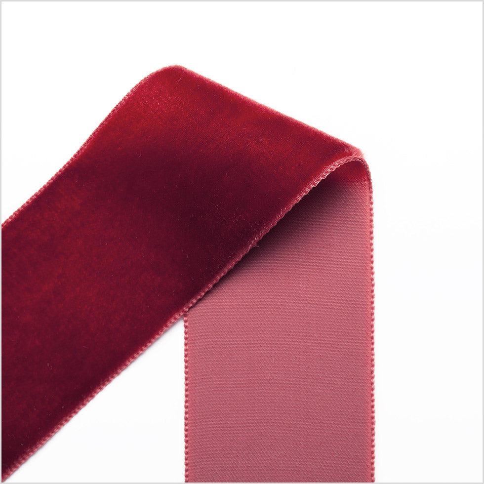 Dark Rust Satin Face Velvet Ribbon - 1.5 - Detail