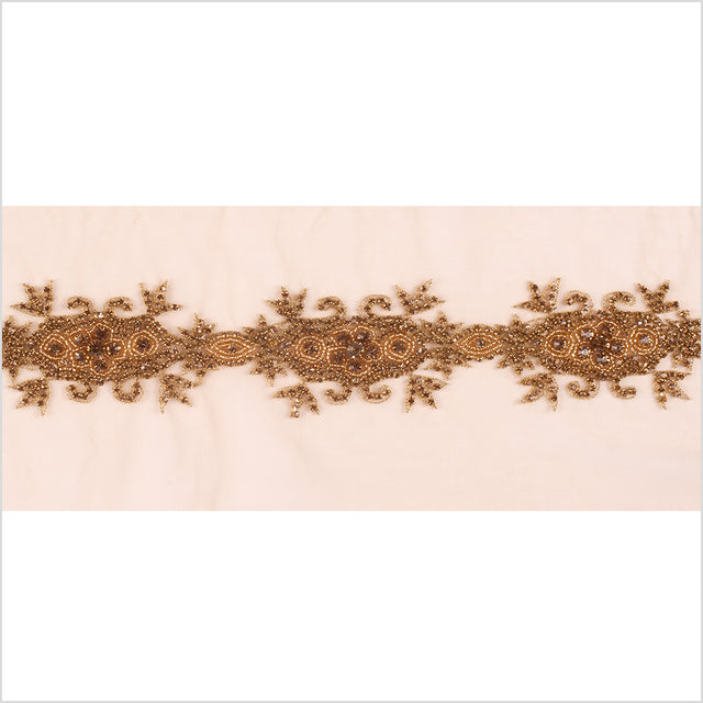 2.5 Gold/Light Colorado Topaz Fancy Beaded Rhinestone Trim