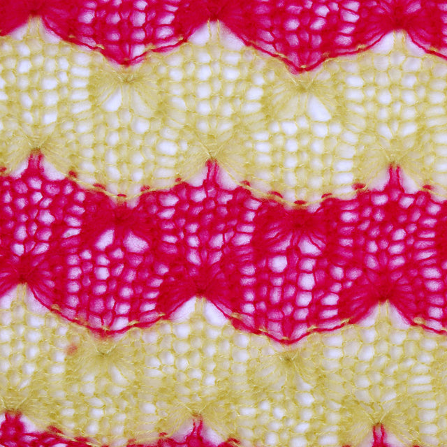 Chartreuse and Raspberry Blended Wool Crochet Knit