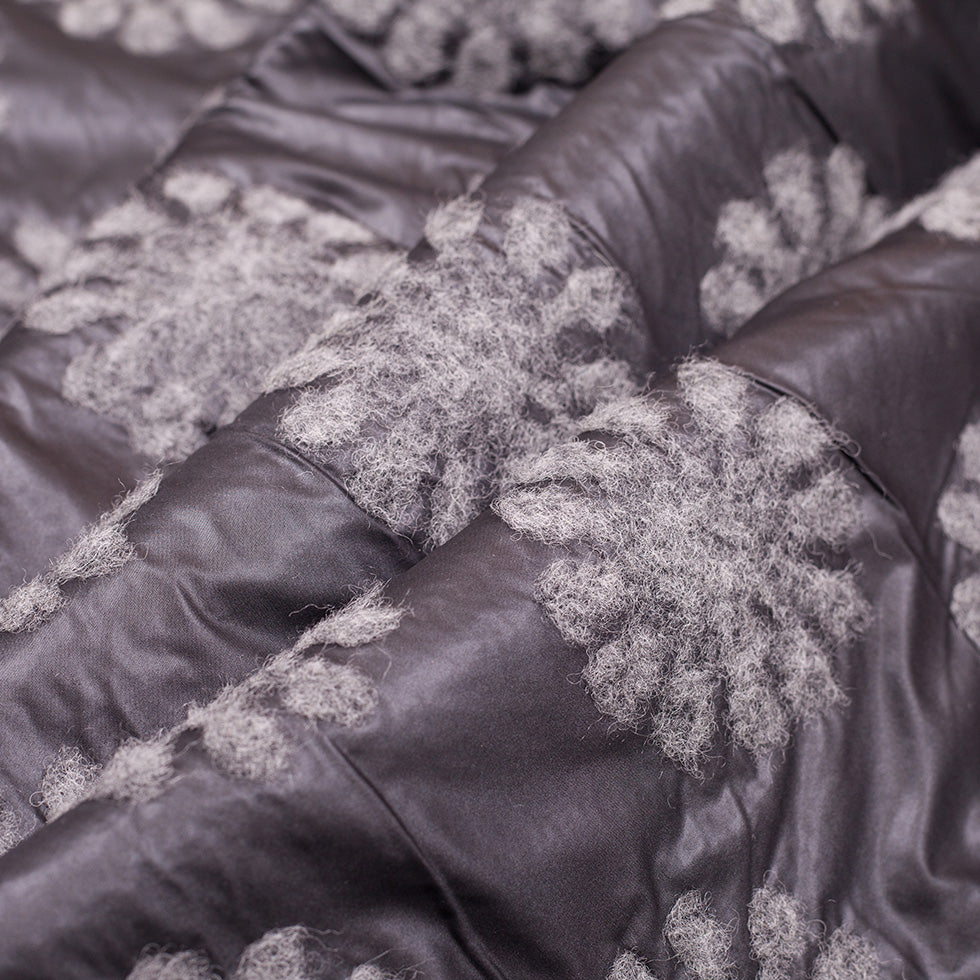 Italian Black/Gray Floral Novelty Wool Blend - Folded