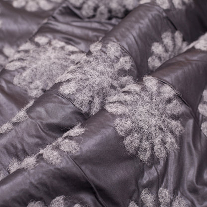 Italian Black/Gray Floral Novelty Wool Blend - Folded
