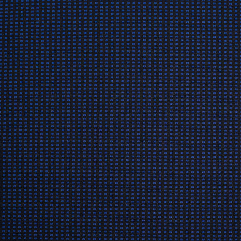 Geometric Black and Blue Blended Cotton Woven