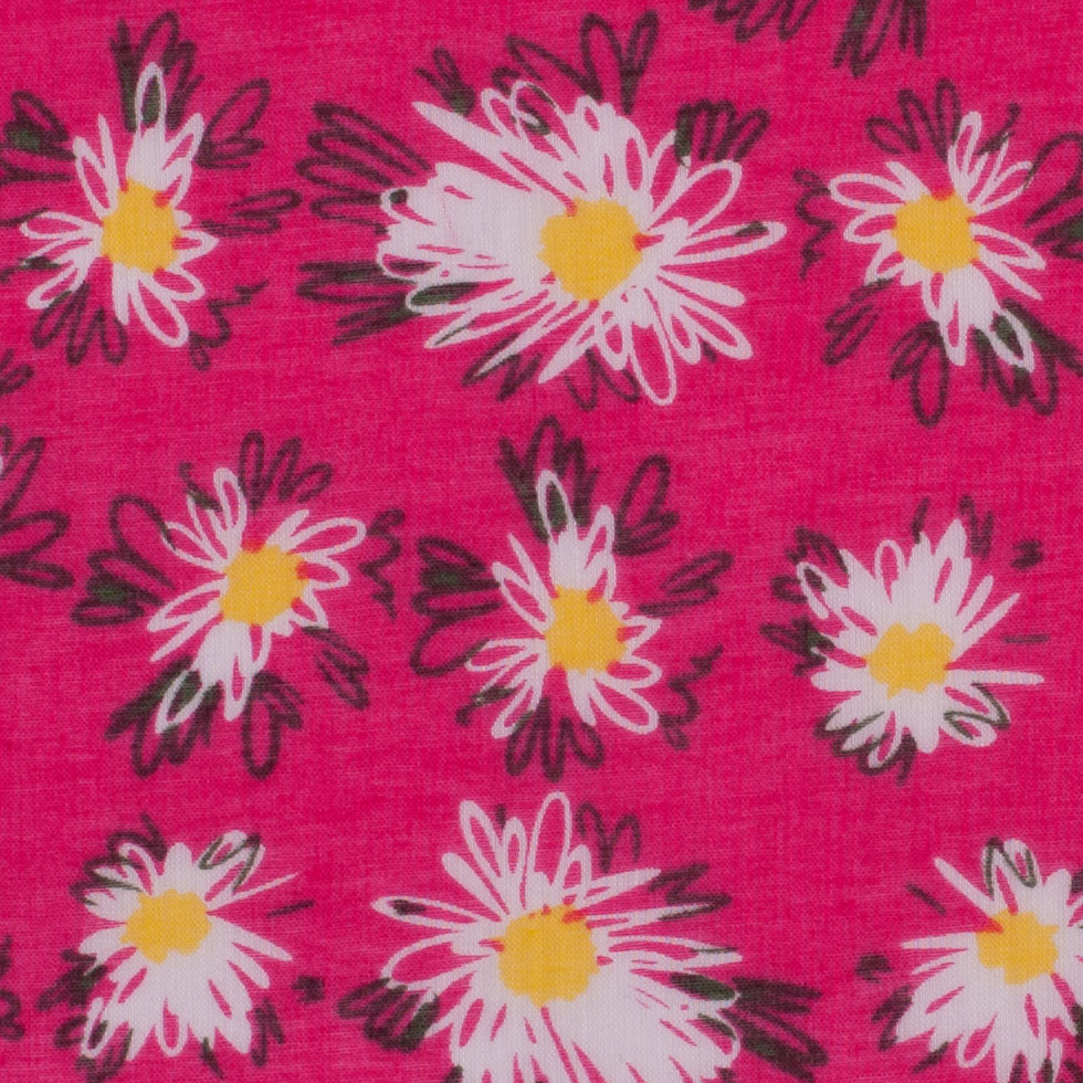 Pink Floral Cotton Voile Detail