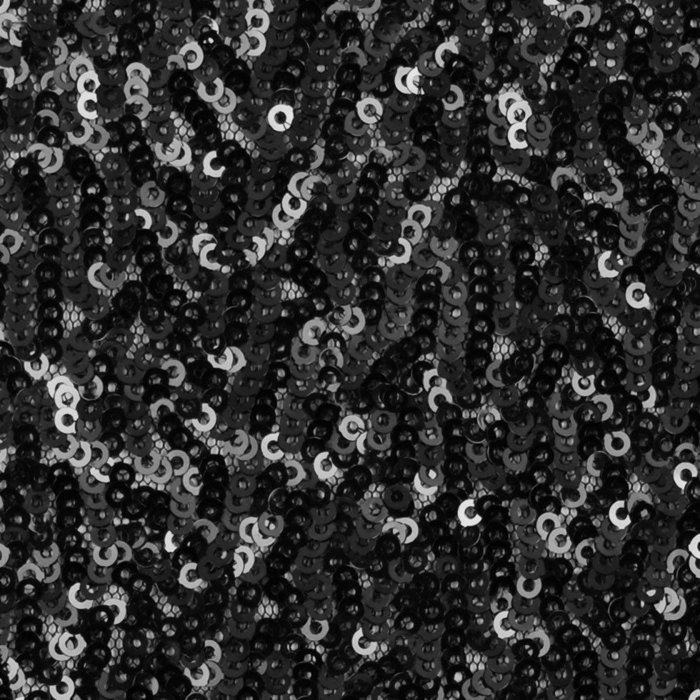 Black Solid Baby Sequins on Mesh Detail