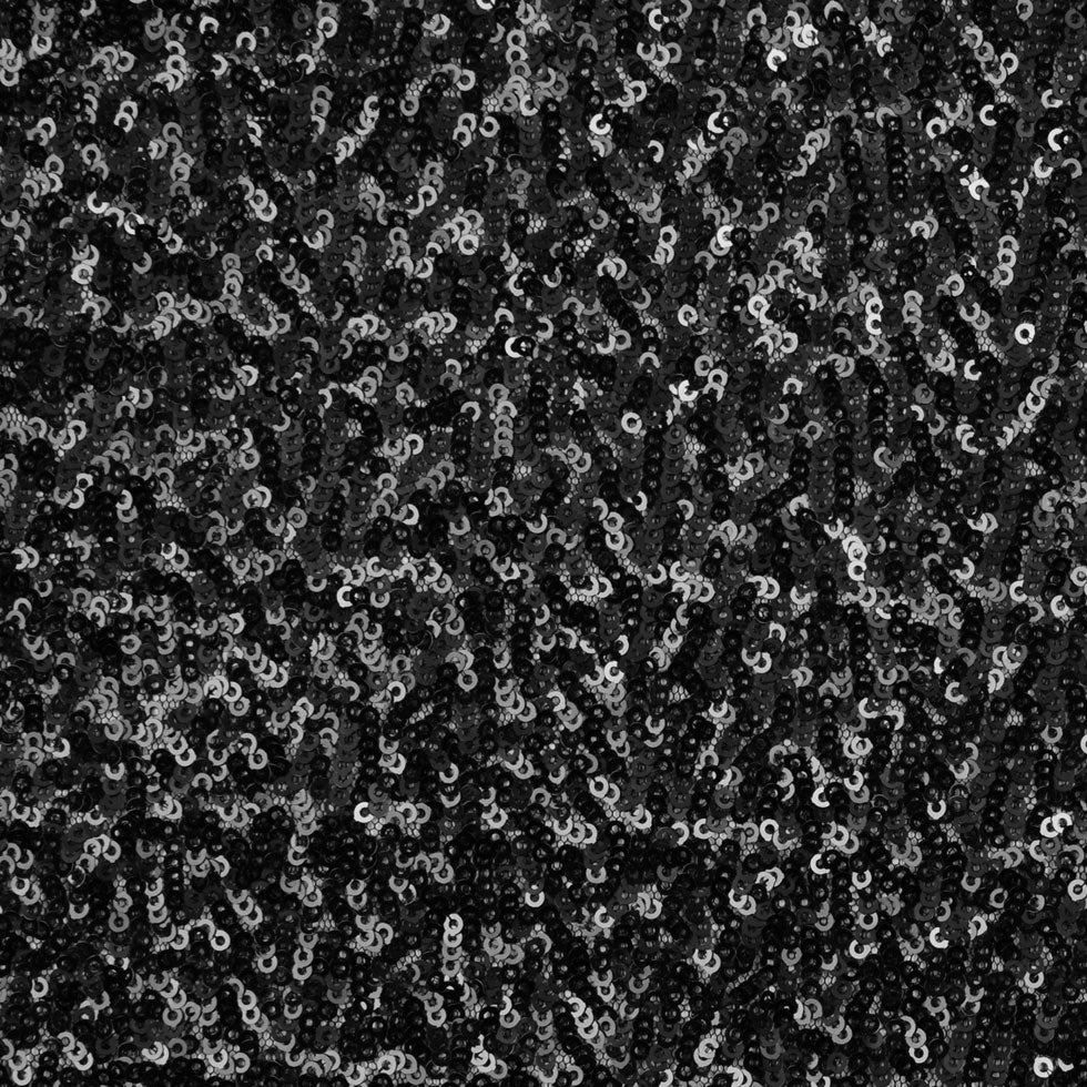 Black Solid Baby Sequins on Mesh