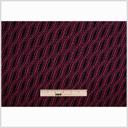 Italian Black/Fuchsia Geometric Cotton-Blend Tweed - Full