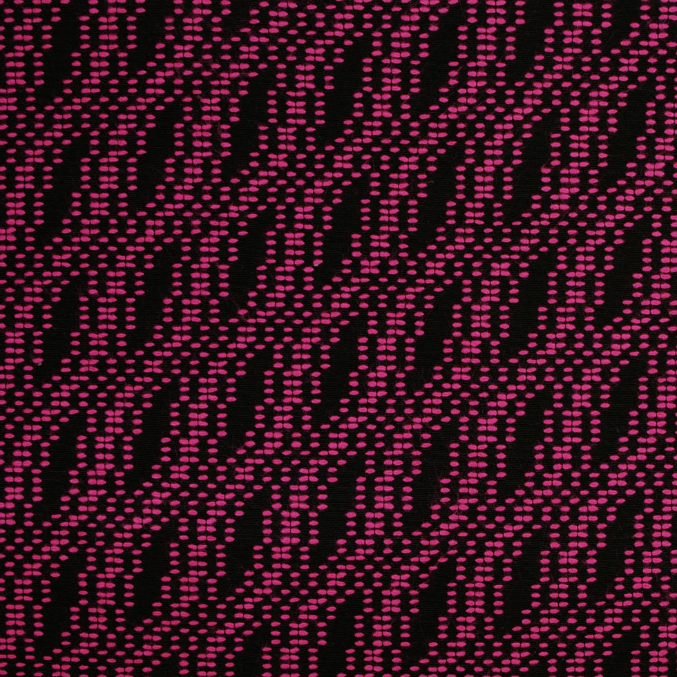 Italian Black/Fuchsia Geometric Cotton-Blend Tweed
