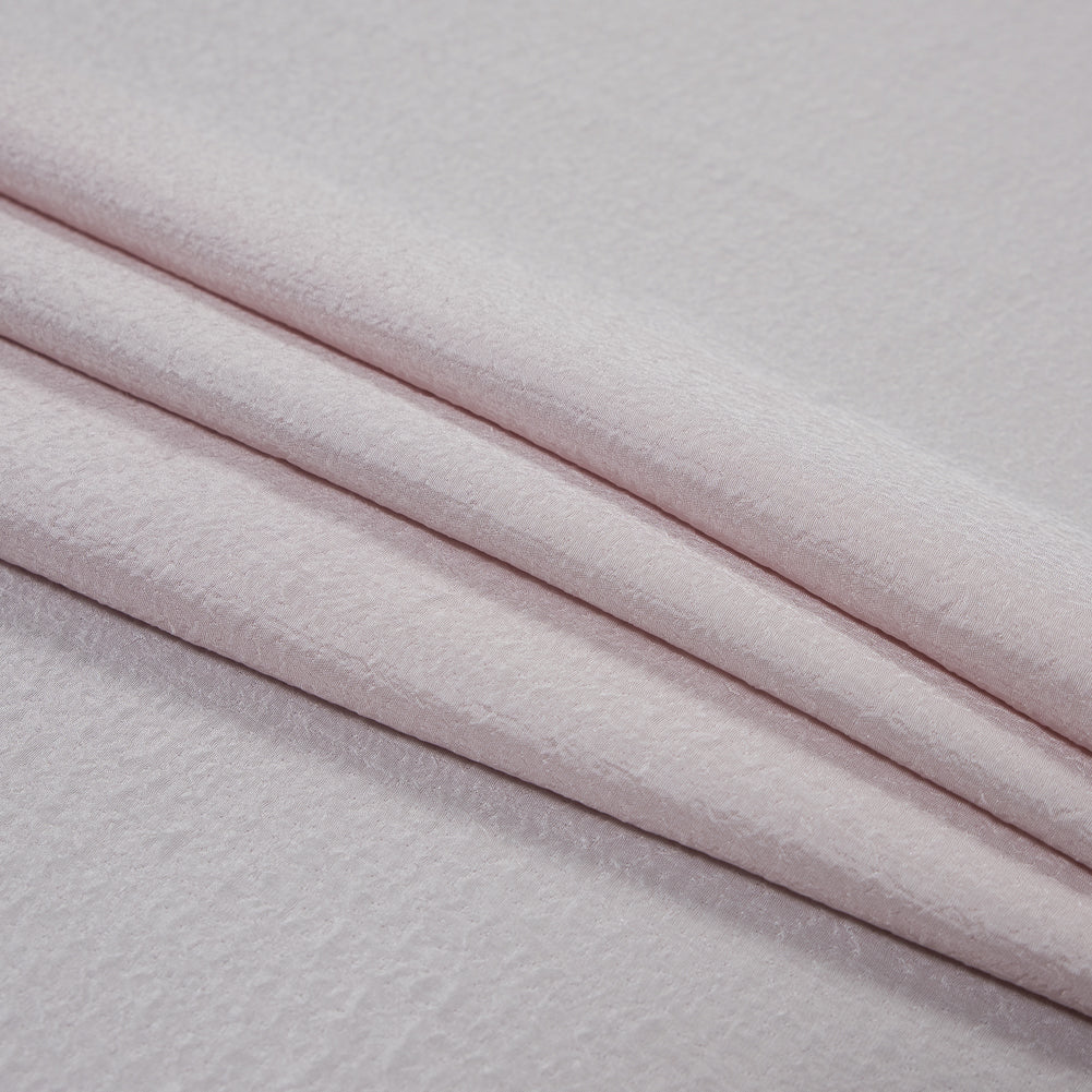 Baby Pink Crinkled Rayon-Polyester Woven Folded