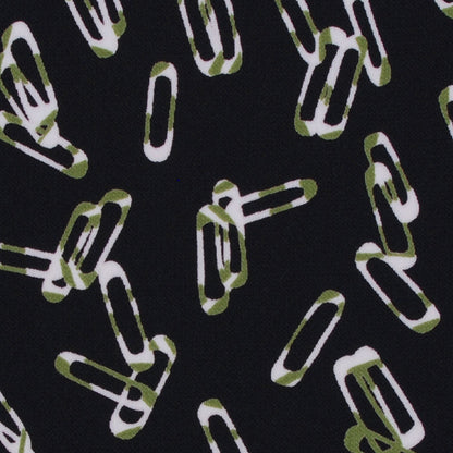 Black Polyester Jersey Paper Clip Print - Detail