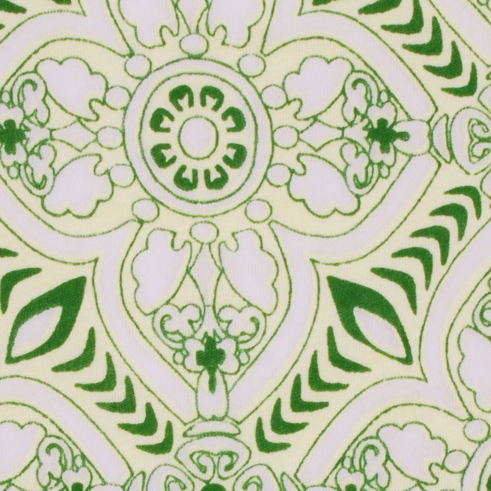 Yellow-Green Floral Burnout Polyester Jersey - Detail