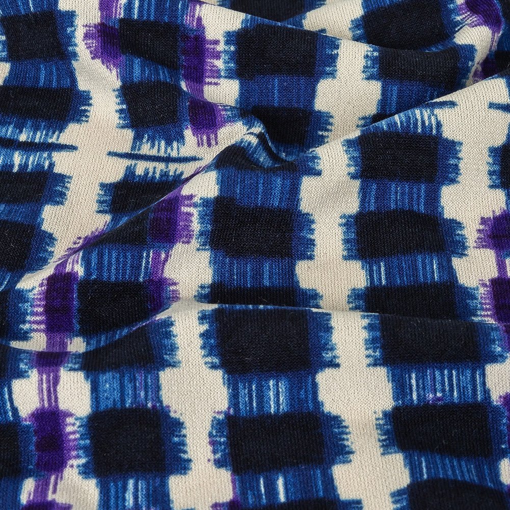 Navy, Purple, and Turtledove Geometric Polyester Jersey - Detail