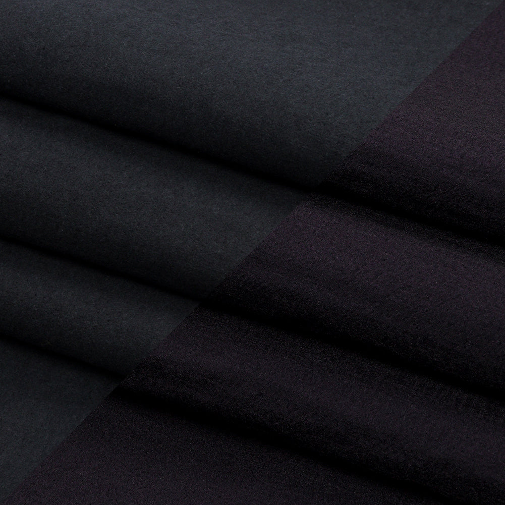 Navy Textured Polyester Woven Bonded to Gray Brushed Cotton Coating - Folded