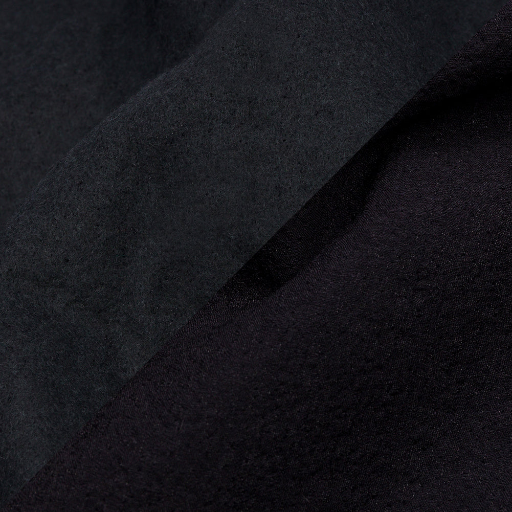Navy Textured Polyester Woven Bonded to Gray Brushed Cotton Coating - Detail
