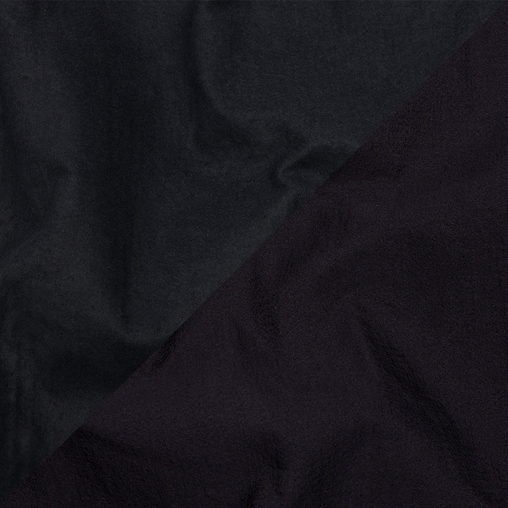 Navy Textured Polyester Woven Bonded to Gray Brushed Cotton Coating
