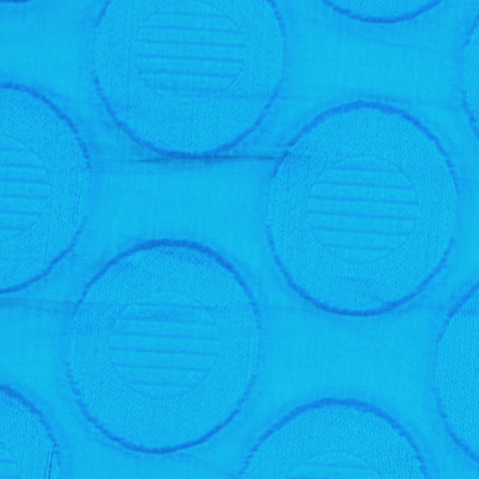 Bright Aqua Polka Dots Embroidered Cotton Voile - Detail
