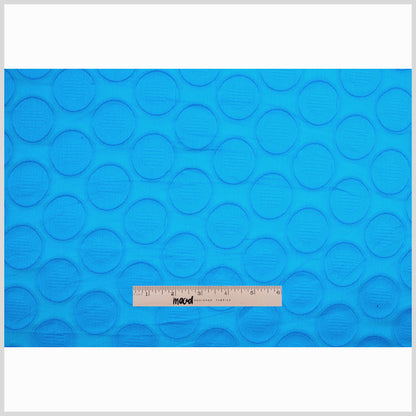 Bright Aqua Polka Dots Embroidered Cotton Voile - Full