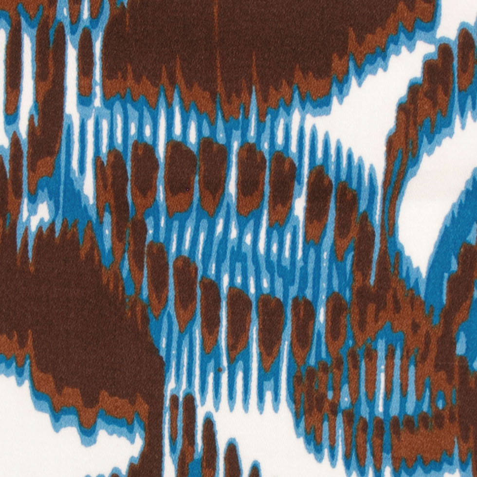 Blue-Brown Floral Cotton Sateen Print Detail