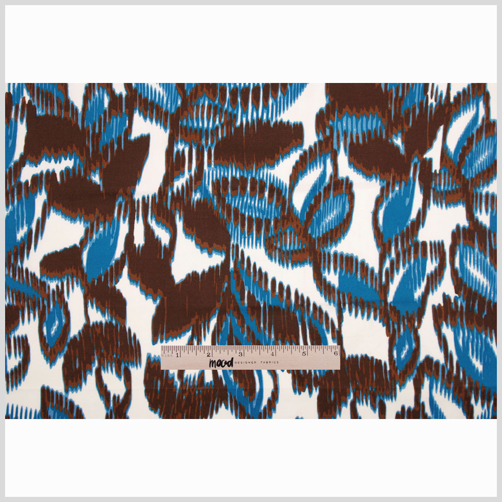Blue-Brown Floral Cotton Sateen Print Full