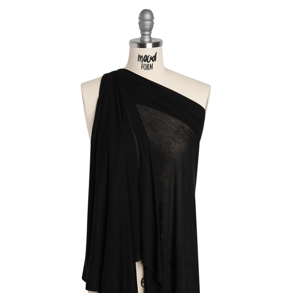 Lightweight Viscose and Silk Jersey - Black - Deadstock - Drape