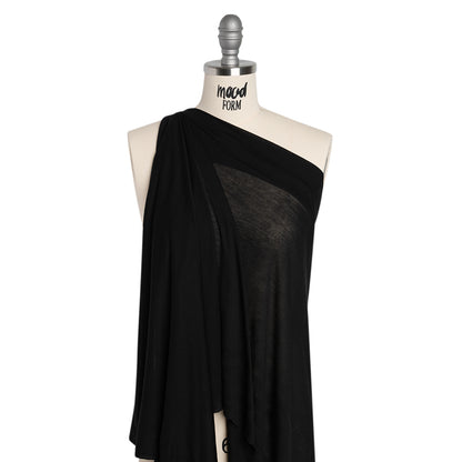 Lightweight Viscose and Silk Jersey - Black - Deadstock