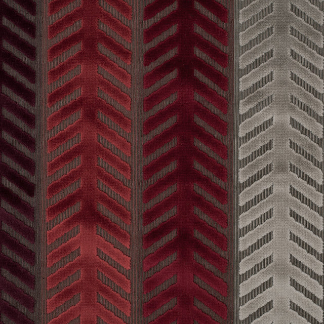 Burgundy and Taupe Geometric Cut Velvet