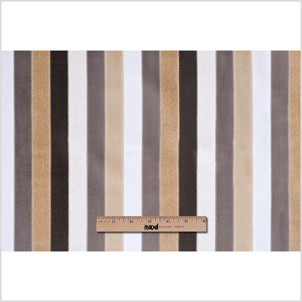 Beige and Gray Striped Velvet Full