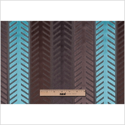Brown and Aqua Geometric Cut Velvet Full