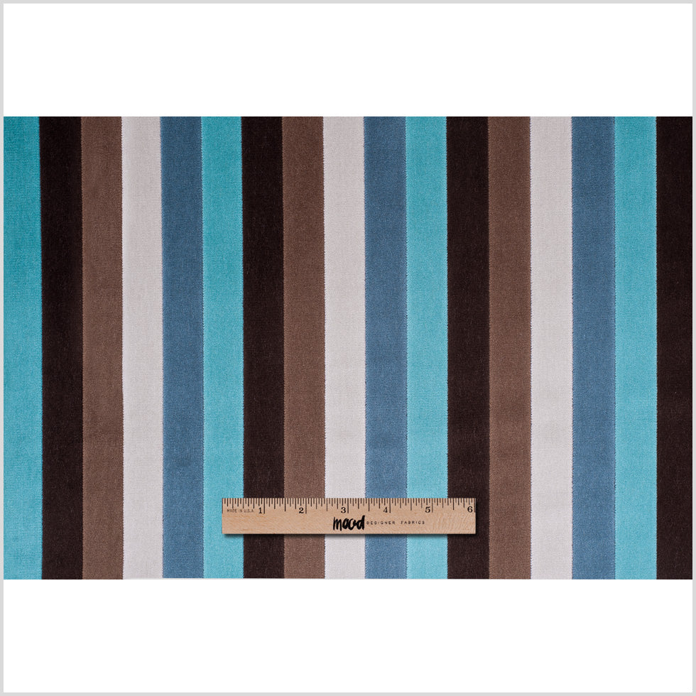 Brown and Aqua Striped Velvet - Full