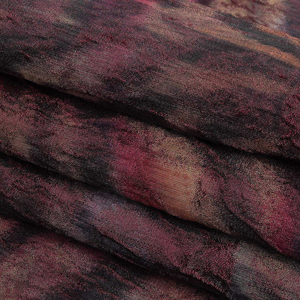 Italian Tiger Stripes Red Textured Brocade - Folded