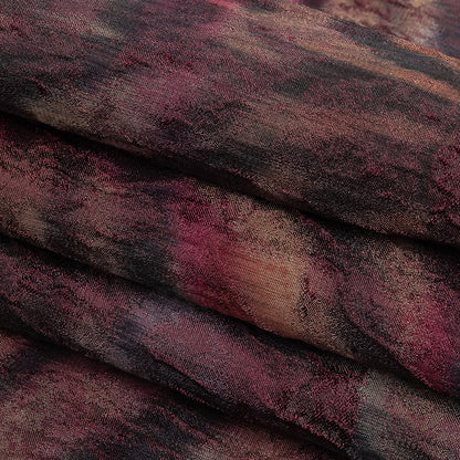 Italian Tiger Stripes Red Textured Brocade - Folded