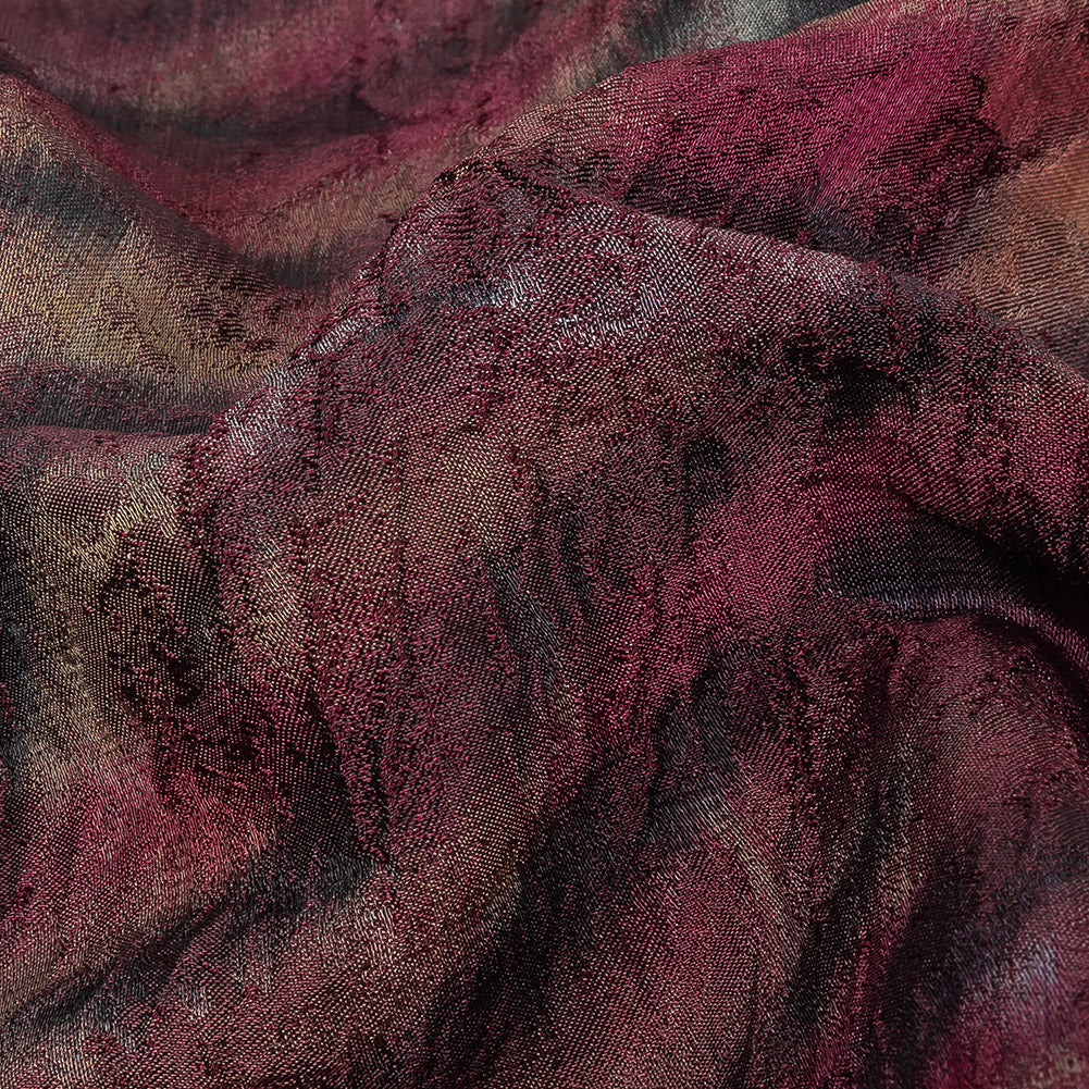 Italian Tiger Stripes Red Textured Brocade - Detail