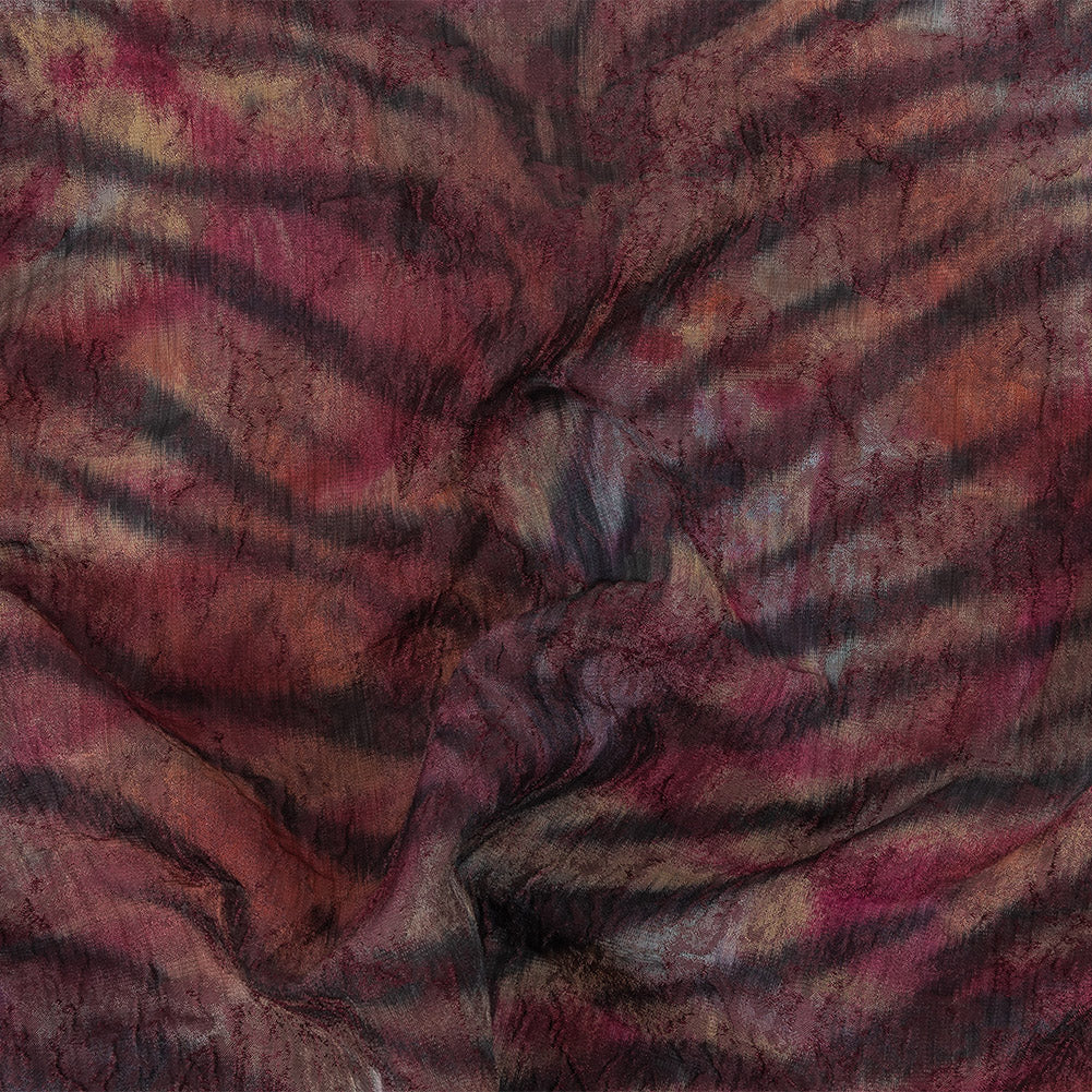 Italian Tiger Stripes Red Textured Brocade