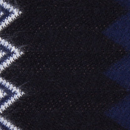Navy, Black and Gray Big Zig Zags Soft Sweater Knit - Detail